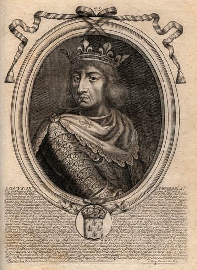 Portrait of Saint Louis (Louis IX) (1214-1270) - Saint Louis IX (1214-70) King of France - Engraving from 