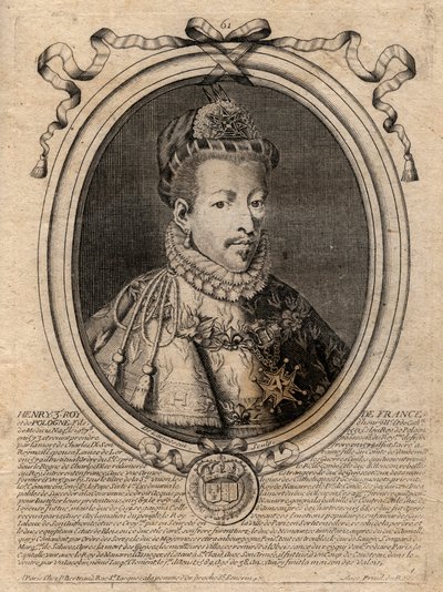 Portrait of the King of France Henry III (1551-1589) - Portrait of Henry III (1551-1589) King of France - Engraving from 