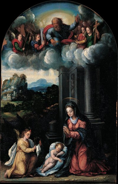 The Virgin Worships the Child by dei Filippis workshop