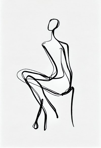 Sitting Woman One Line Drawing Silhouette by F. Abderrahim