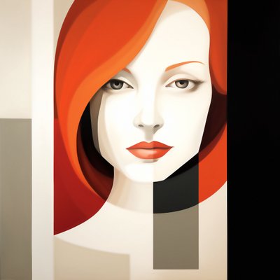 Abstract Minimalist Contemporary Girl Portrait by F. Abderrahim