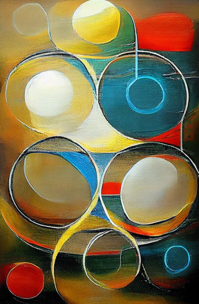 Abstract Multicolored Circular Shape on Canvas, Art Prints by F. Abderrahim