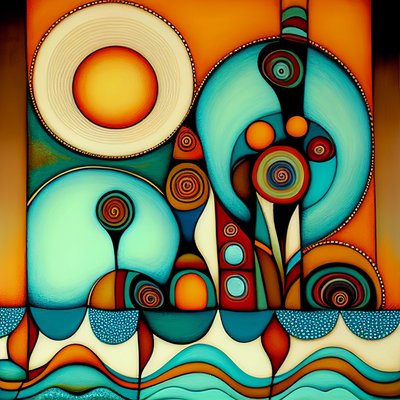 Abstract Beach, Wavy Sea and Wind, Inspired by Hundertwasser by F. Abderrahim