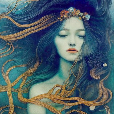 Abstract Beautiful Girl with Hair Dancing in the Wind by F. Abderrahim