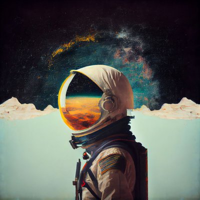 Abstract Lonely Astronaut in Space by F. Abderrahim