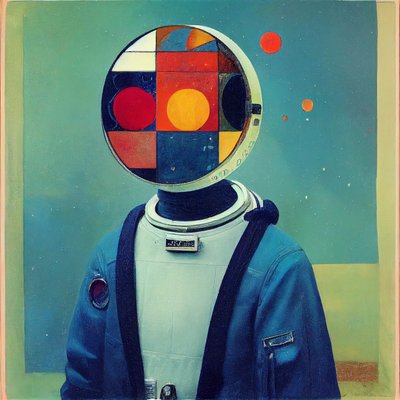 Abstract Painting of a Russian Astronaut by F. Abderrahim