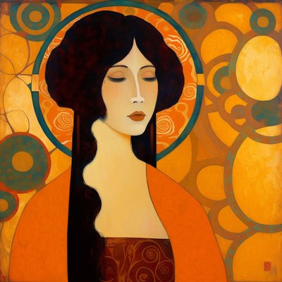 Abstract Portrait of an Attractive Asian Woman by F. Abderrahim