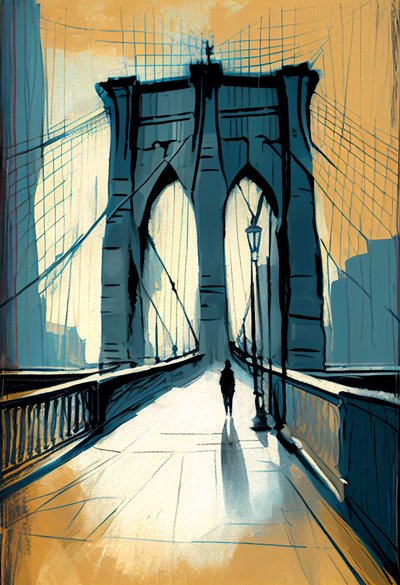Abstract Sketch of Brooklyn Bridge by F. Abderrahim