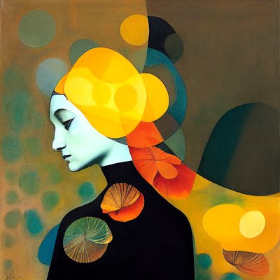 Abstract Thoughtful Woman, Inspired by Romina Ressia by F. Abderrahim