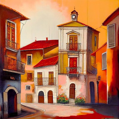 Beautiful Vintage Paintings of Old Village in Warm Tones by F. Abderrahim