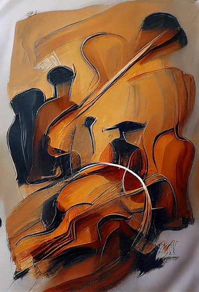 Digital Abstract Canvas in Depth Brown by F. Abderrahim