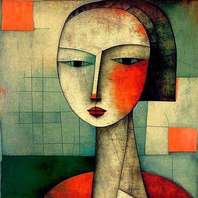 Eyes of Mystery: Abstract Figurative Surrealism Lady Portrait by F. Abderrahim