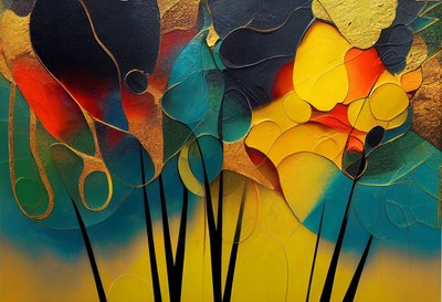 Mysterious Forest: Abstract Trees in Warm Colors by F. Abderrahim