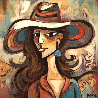 Modern Lady Wearing a Hat by F. Abderrahim