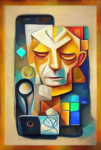 Picasso Inspired Art, Abstract Surrealist Painting by F. Abderrahim