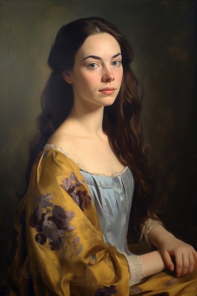 Portrait of a beautiful female supermodel (18th Century) by F. Abderrahim