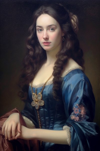 Portrait of a beautiful female supermodel (18th Century) by F. Abderrahim