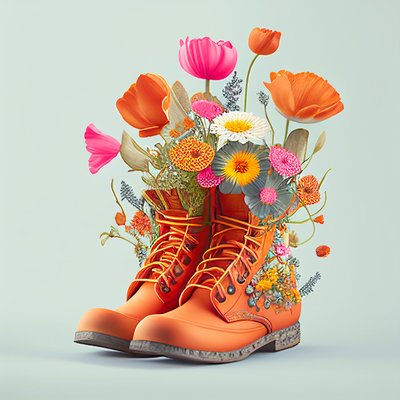 Shoes and Flowers, Digital Art by F. Abderrahim