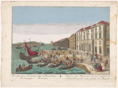 View of the Town Hall and the Harbor in Marseille by familie Remondini (attributed to)