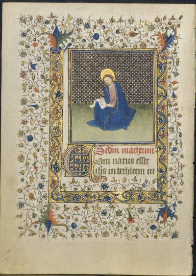 Leaf from a Book of Hours: St. Matthew by follower of Limbourg Brothers