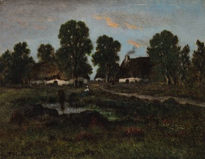 Cottages Near Larchant by imitator of Théodore Rousseau