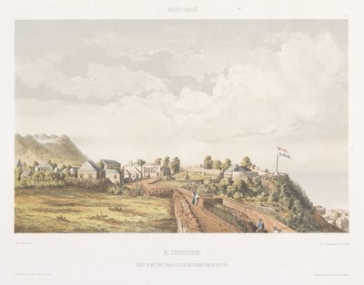 View of Fort Oranje and The Crater on Sint Eustatius (Views from the Dutch West Indies) by jonkheer Jacob Eduard van Heemskerck