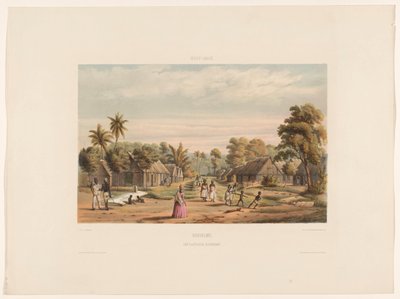 Slave Quarters on a Plantation, Slave Camp, Suriname. A Plantation Slave Camp by jonkheer Jacob Eduard van Heemskerck