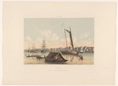 Waterfront and Roadstead in Paramaribo, Suriname. View of the Waterfront and Roadstead of Paramaribo by jonkheer Jacob Eduard van Heemskerck