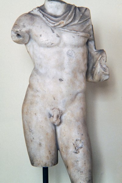 Male figure, Roman statue from Greek original, Roman civilization by Theodore Charles Ange Coquelin