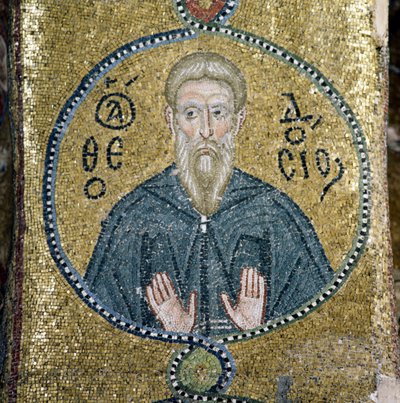 Saint, mosaic in katholikon of Nea Moni monastery by Theodore Charles Ange Coquelin