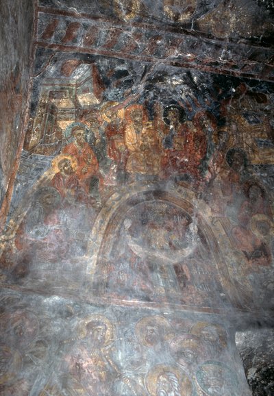 Saints, fresco on ceiling of church of Agia Paraskevi, Anisaraki, Crete, Greece by Theodore Charles Ange Coquelin