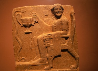 Stele with relief depicting deities and snakes, from Sparta, Greece by Theodore Charles Ange Coquelin