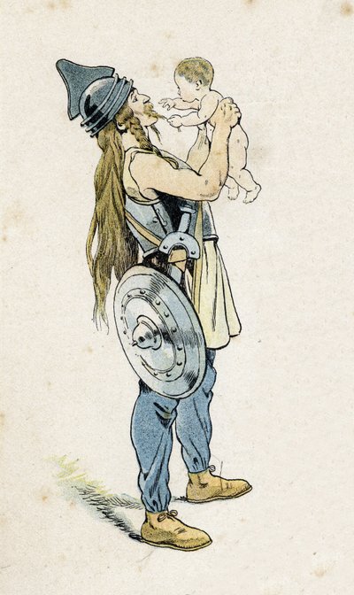 A Gallic warrior with his child. in 