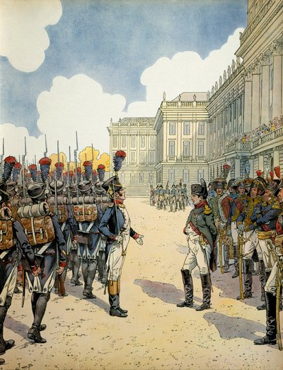 Napoleon Reviewing Troops at Schoebrunn by pseudonym for Onfray de Breville Jacques Job