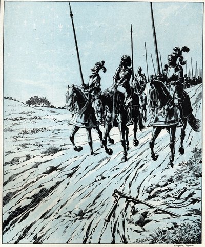 Everything is lost, for the honor of Francois I to his mother after the defeat of the Battle of Pavia in 1525 against Charles V. Illustration of Job (Jacques Marie Gaston Onfray and Breville) by pseudonym for Onfray de Breville Jacques Job