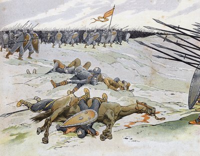 Franco-English War: soldiers who died at the Battle of Bouvines on 27/07/1214 which opposed the French army of Philippe Auguste to the Flemish and Welfs of Othon IV. in 