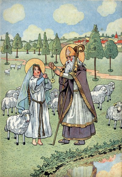 History of France. Scene of the Life of Sainte Genevieve with Toys: The Bishop Saint Germain d