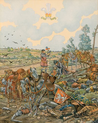 History of Belgium: John I, Count of Luxembourg Falls at the Battle of Crecy on 26 August 1346 by pseudonym for Onfray de Breville Jacques Job