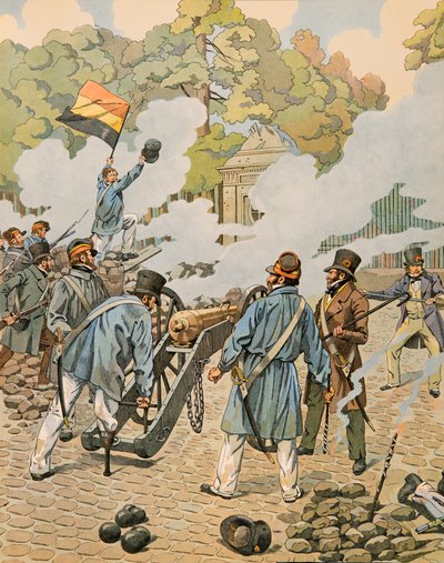 History of Belgium: Jean Joseph Charlier Points His Piece of Artillery Against the Dutch Troops in September 1830 by pseudonym for Onfray de Breville Jacques Job