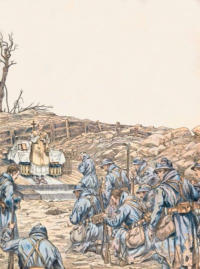 Mass Given in a Trench During the First World War, Private Collection by pseudonym for Onfray de Breville Jacques Job
