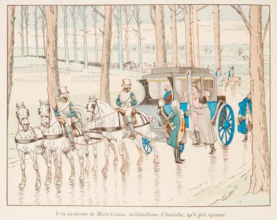Napoleon Bonaparte goes to the front of Marie Louise of Austria before her marriage in 1810 by pseudonym for Onfray de Breville Jacques Job