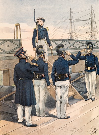 Outfit of French Troops: French Navy, Officers and Sailors (1827) by pseudonym for Onfray de Breville Jacques Job