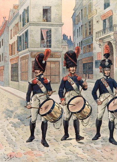Outfit of French troops at all times: Drums of the National Guard of Paris (1814 - 1815) by pseudonym for Onfray de Breville Jacques Job