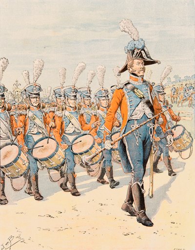 Outfit of French Troops at All Times: Drums of the 15th Regiment of Light Infantry by pseudonym for Onfray de Breville Jacques Job