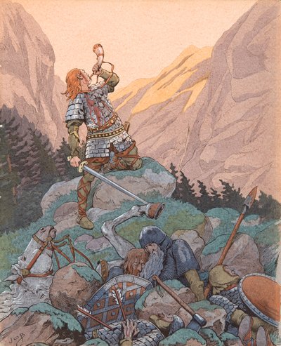 Roland at the Battle of Roncesvaux in 778 by pseudonym for Onfray de Breville Jacques Job