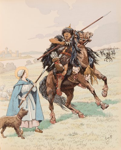 Sainte Genevieve During the Siege of Paris in 451 by pseudonym for Onfray de Breville Jacques Job