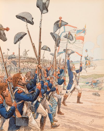The Battle of Valmy in 1792 by pseudonym for Onfray de Breville Jacques Job