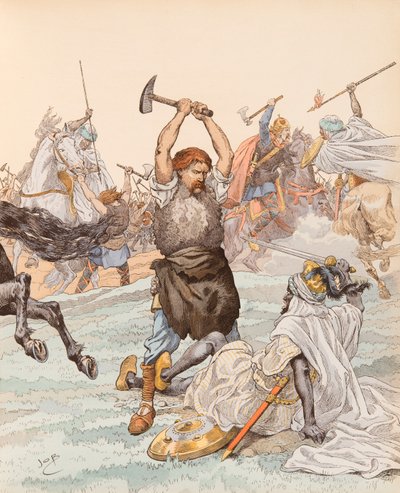 The Blacksmith of Poitiers During the Battle of Poitiers in 732 by pseudonym for Onfray de Breville Jacques Job