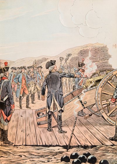 The first gun shot at the Yorktown headquarters in September 1781 by pseudonym for Onfray de Breville Jacques Job