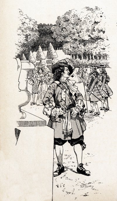 King Louis XIV of France with His Courtiers in the Gardens of Versailles by pseudonym for Onfray de Breville Jacques Job